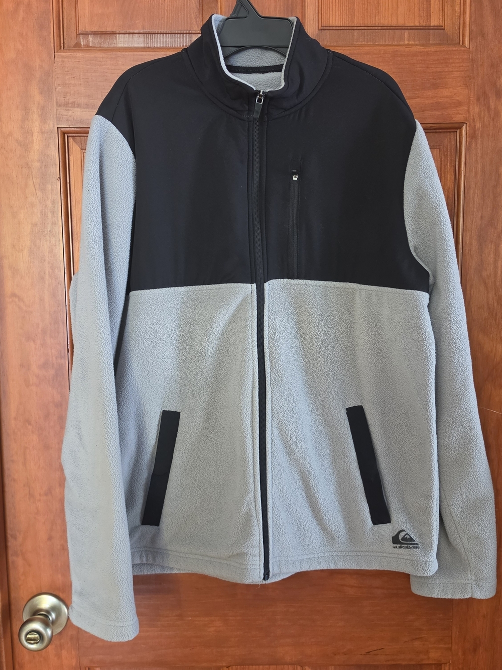 Quiksilver Men's Black & Light Gray Two-Tone Fleece Zip Jacket